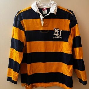 Ecko Unltd. Navy and Yellow Striped Rugby Shirt